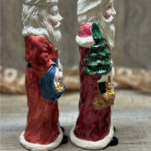 Set of Vtg Ceramic Santa Christmas Holiday Taper Candle Holders. 9.25” Tall - Picture 7 of 10